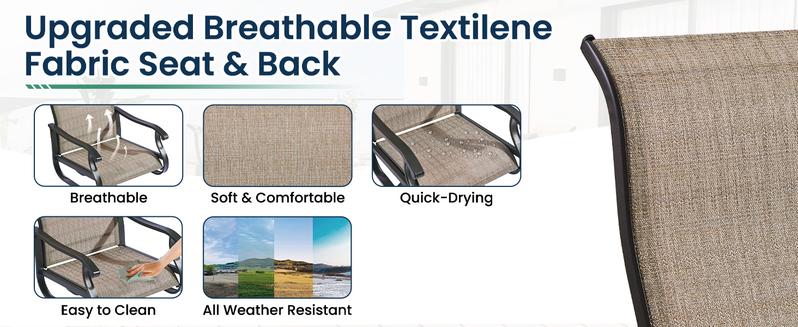 [Labor Day]Amopatio Patio Swivel Chairs Sets, Outdoor Rocker Dining Chairs with Textilene High Back&Metal Frame for Family/Garden/Backyard/Deck/Porch