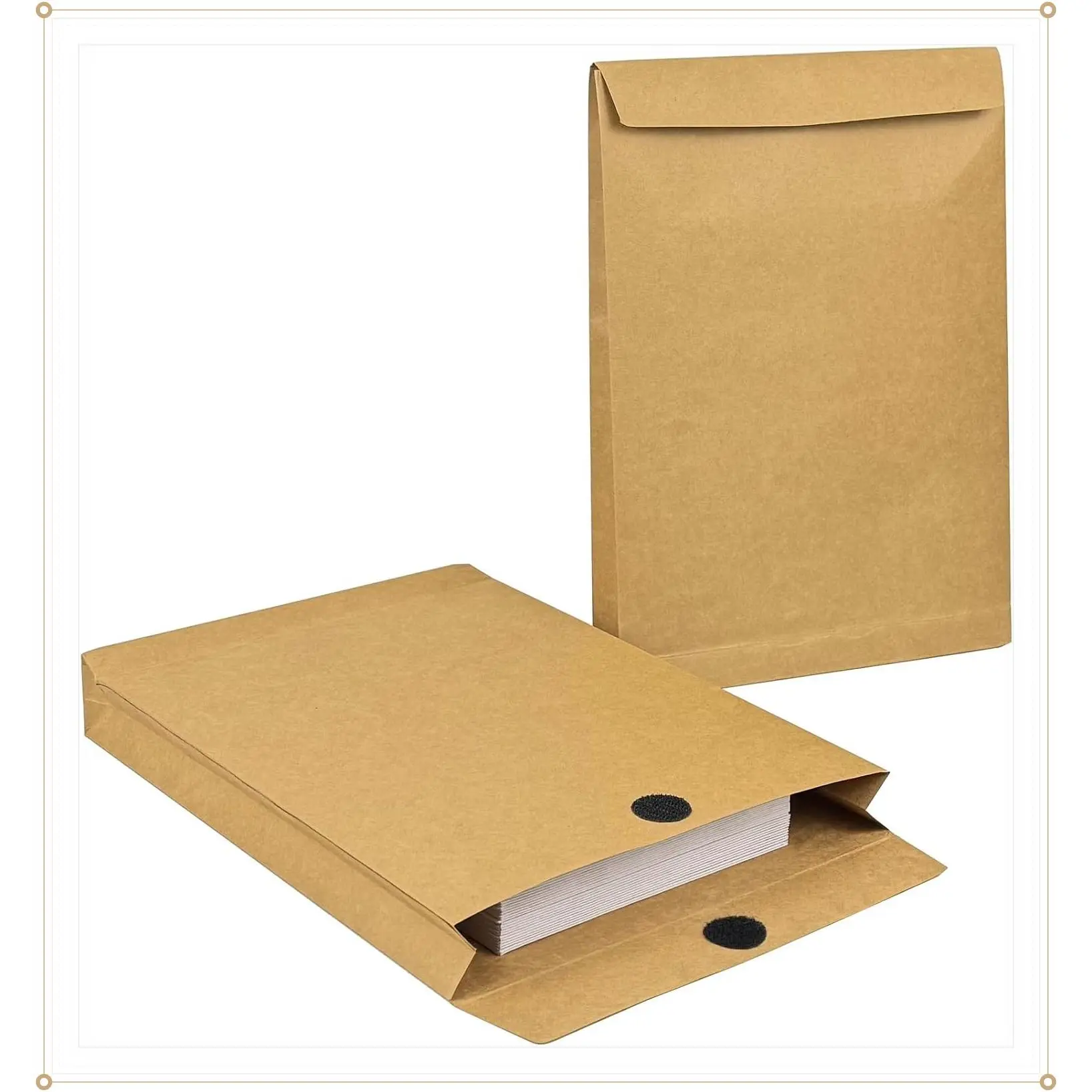 15 Pack Large Expandable Envelopes, 9.3x 13" Big Mailing Envelopes | Hook-and-Loop Closure Brown Envelope for Document, Large Manilla Envelopes Anti Tear Kraft Catalog Envelopes for File Storage(Gift)