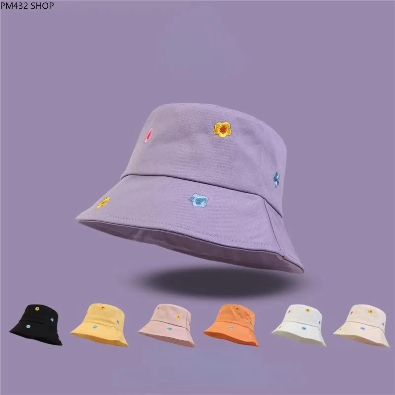 Women's Floral Embroidered Bucket Hat - Adults' Embroidered Headwear, Lightweight UV Protection Summer Beach Sun Hat, Casual Korean Style Cap