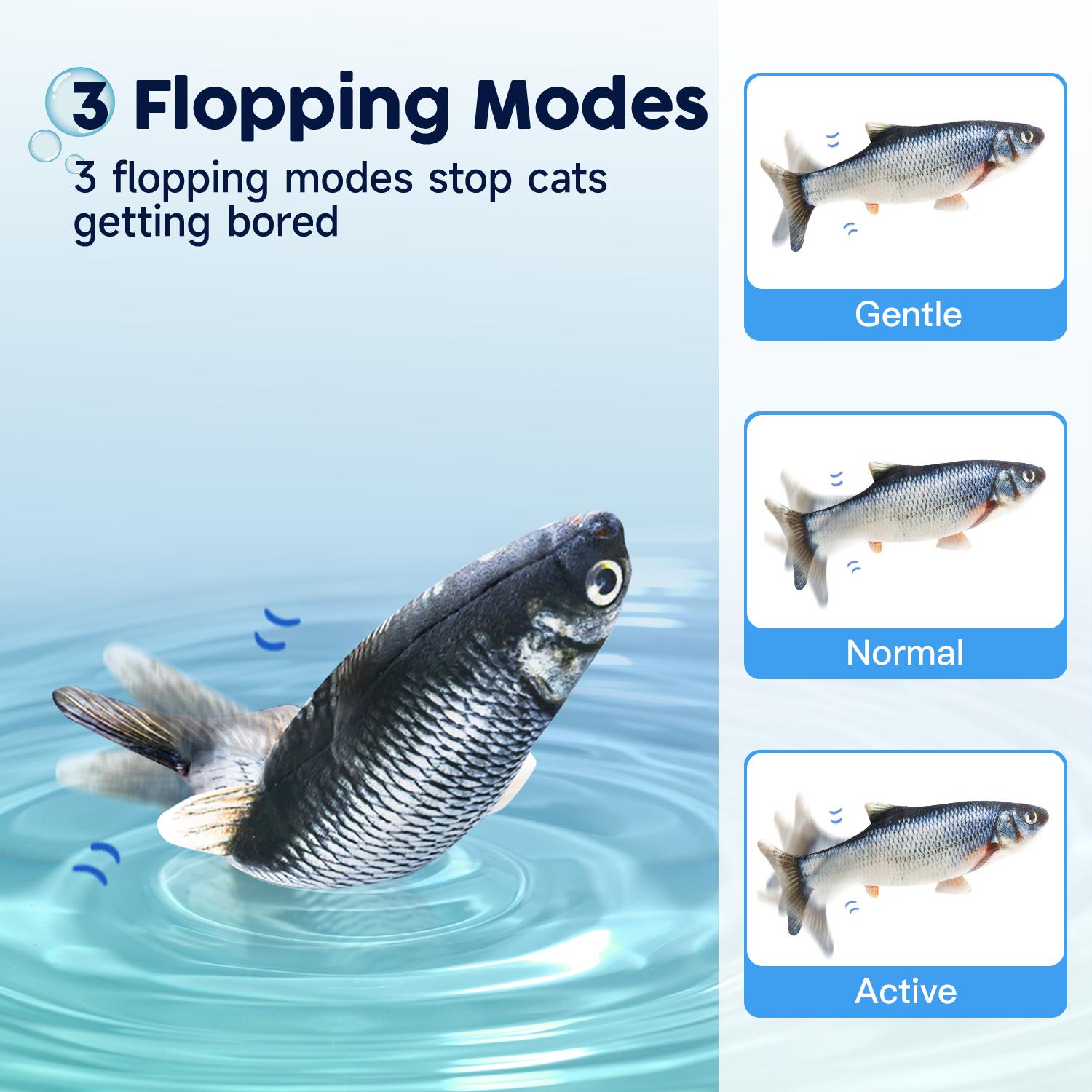 Cat Toys Flopping Fish with SilverVine, Moving Cat Kicker, Floppy Wiggle Fish for Small Dogs, Interactive Motion Kitten Exercise Toys, Mice Animal Toys 10.5"