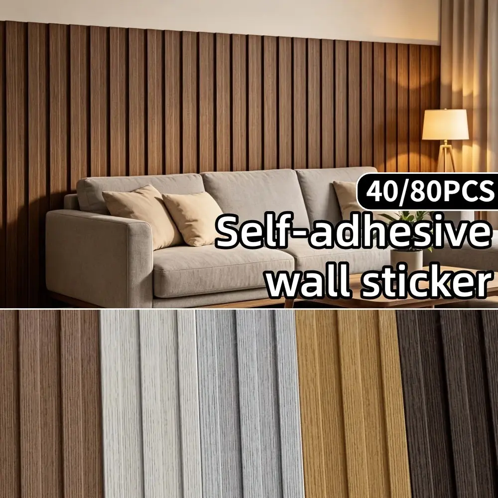 40/80pcs Self-Adhesive Peelable PET Wall Panels and Tiles, Suitable for Walls, Ceilings, Floors, Removable Wood Grain Wallpaper, Modern Textured Tiles, Ideal for Landlords, Kitchen Splashbacks, Easy to Peel and Stick Decorative Panels