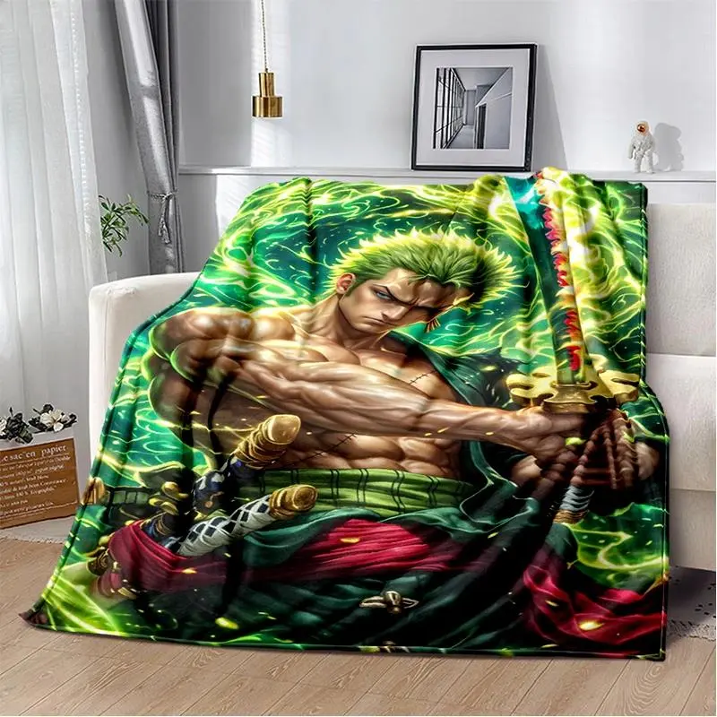 COOL! 3D One PS- Z-Zoro Cartoon Anime Flannel Blanket Soft Warm Throw Blanket for Bedroom Living Room Bed Camping Picnic Office Kids Gift
