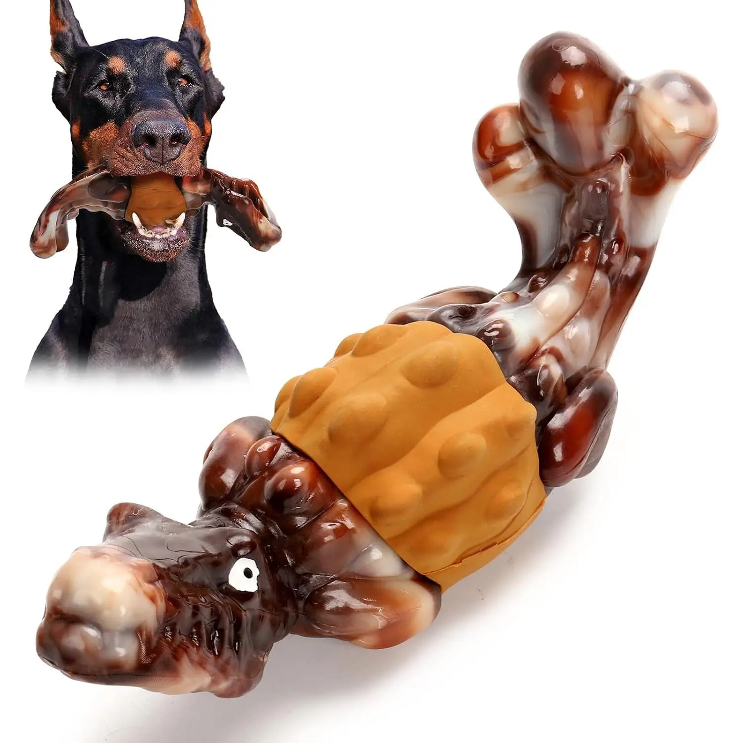 Indestructible   Toys for Aggressive Chewers - Durable Rubber Bacon-Flavored  to Keep Them Busy(Large/Medium Breeds)