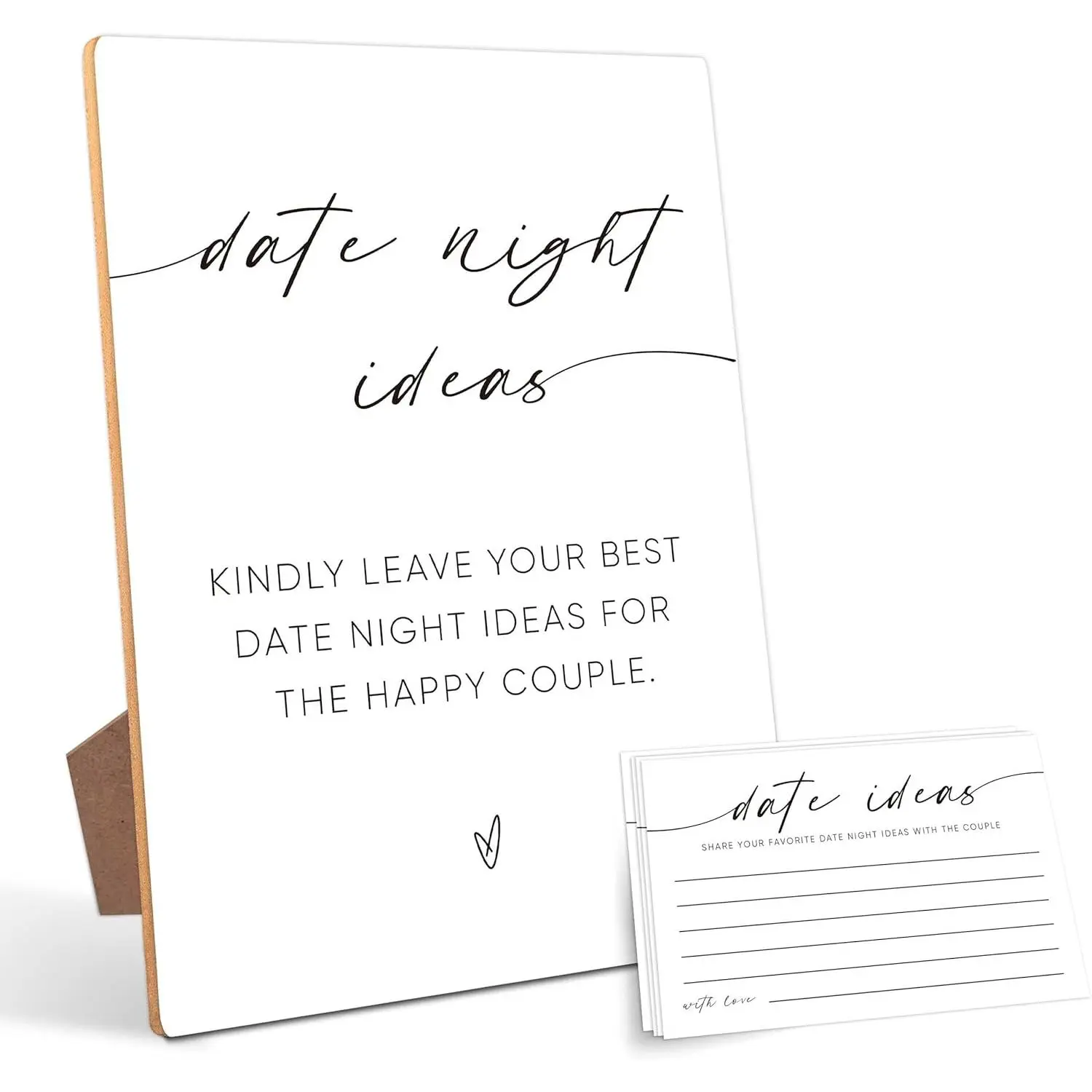 Date Night Ideas, Bridal Shower , Bridal Shower Decorations, Bridal Party Decorations, Bachelorette Party , Couples ,1 Wooden Play Sign with Stand and 50 Cards Set