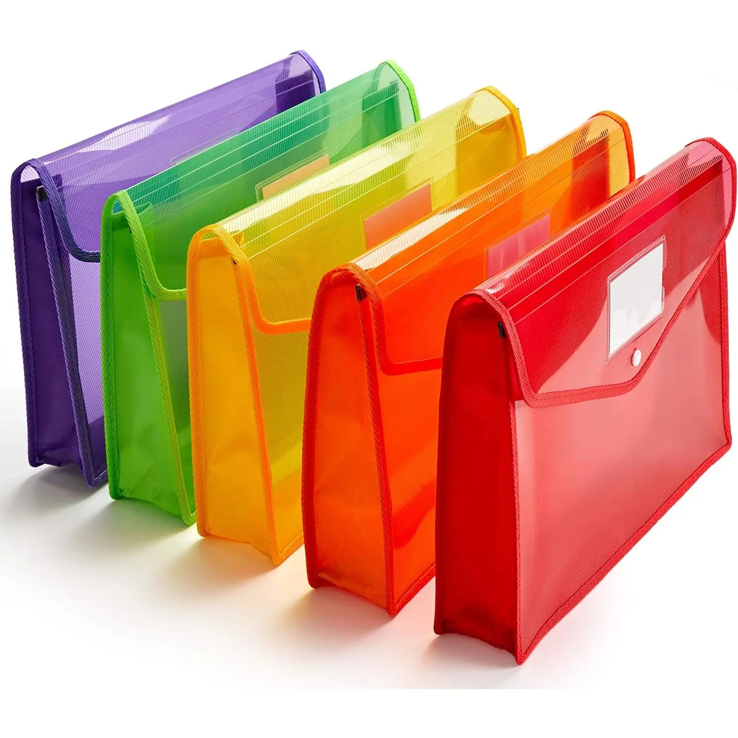Plastic File Folder Poly Envelope Expanding File Wallet Document Folder with Snap Button Closure, Legal Size, 5 Pack Large  Accordion File Pouch ( Colors)