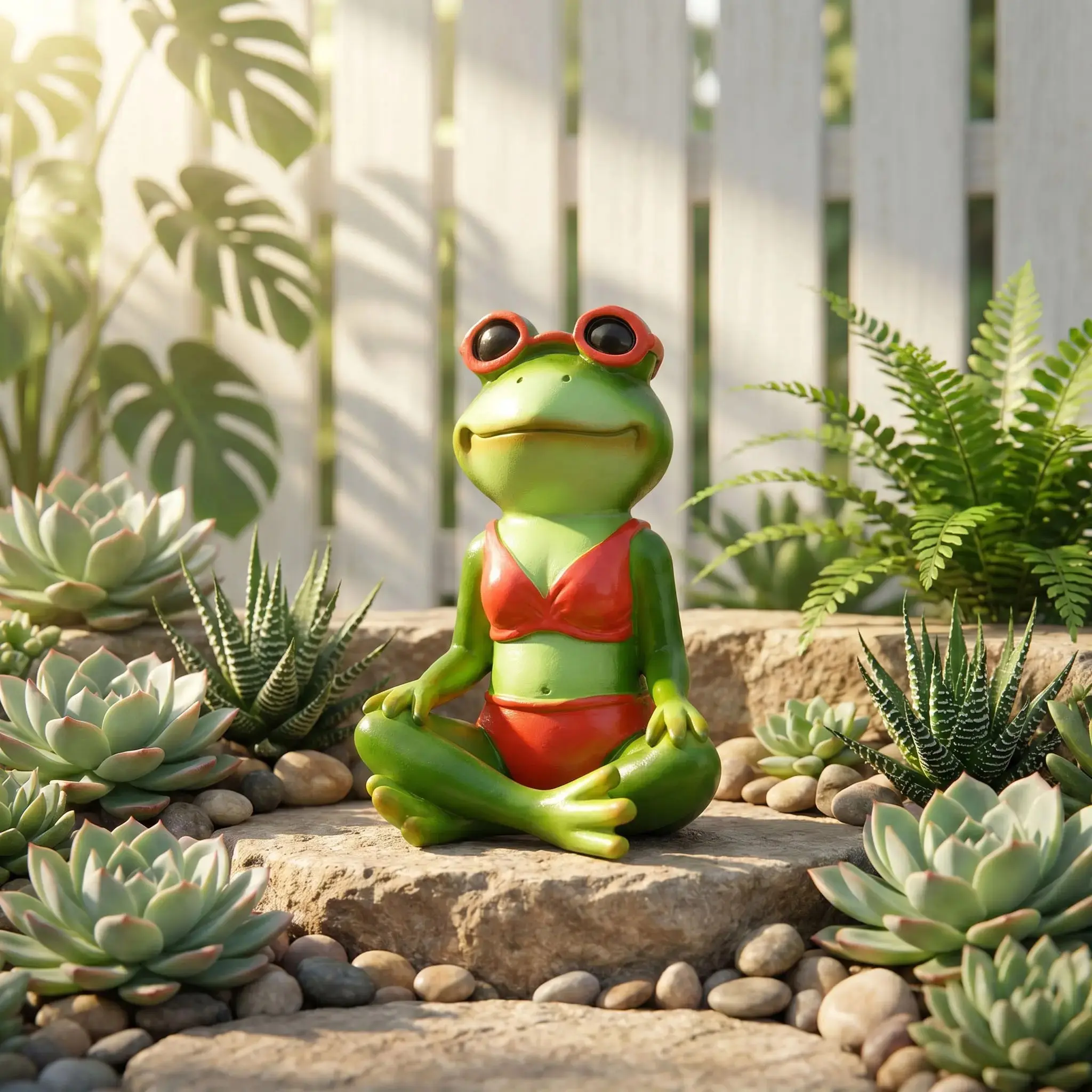 Resin Frog Statue Wearing Swimsuit, Garden Decoration, Outdoor Sculpture, Unique Art Craft, Perfect for Yard Decor, Garden Accessories