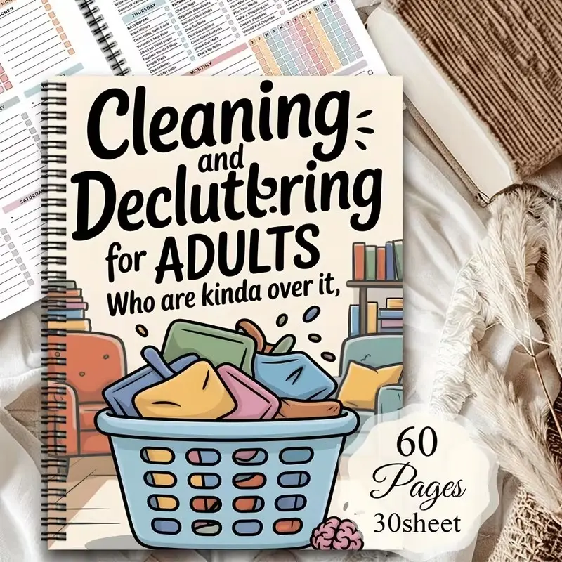 Aesthetic Adhd Cleaning Spiral Notebook, Home Cleaning Checklist, Daily Weekly Monthly Yearly Housekeeping Log, Task Management Planner, Productivity Planner, Schedule Planner