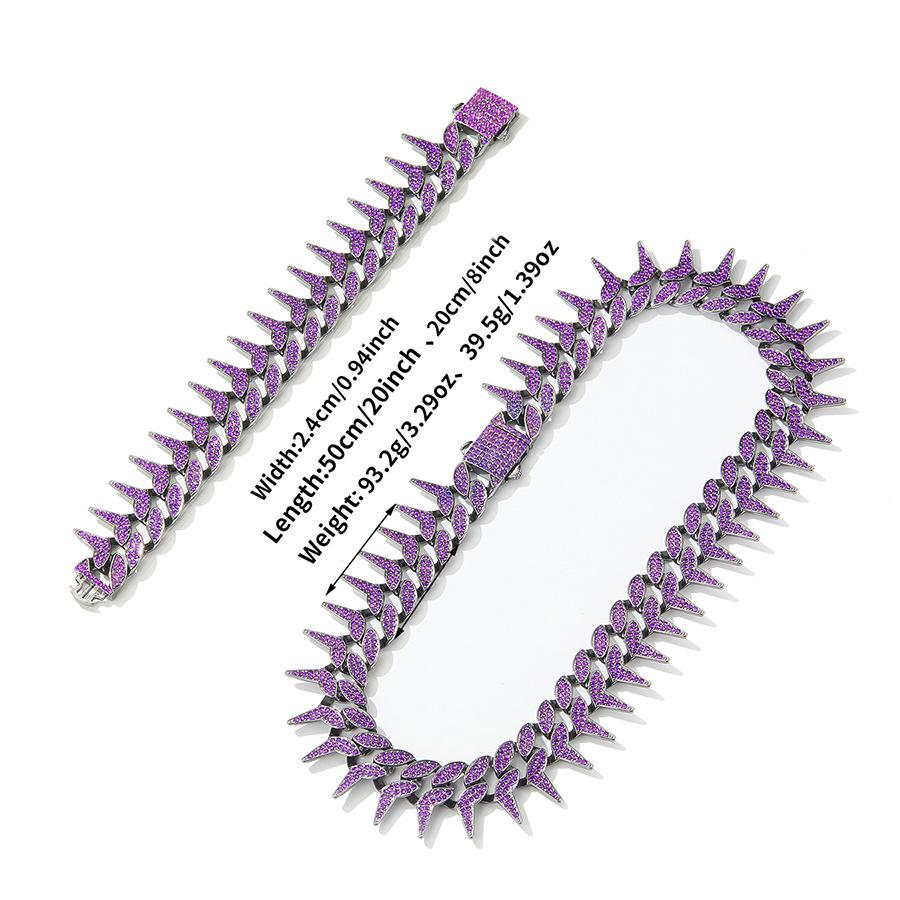 Best-selling black and purple blade chain bracelet, street style exaggerated personality necklace, bar disco hip-hop blade chain
