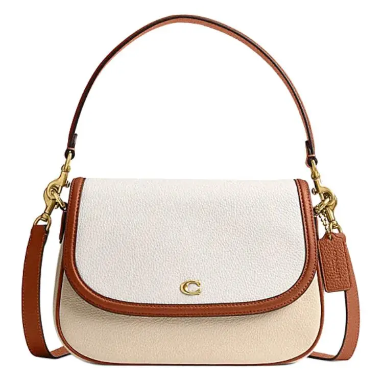COACH Legacy 26 Crossbody Handbag for Women – Two-Tone Leather with Logo, Ivory and Tan