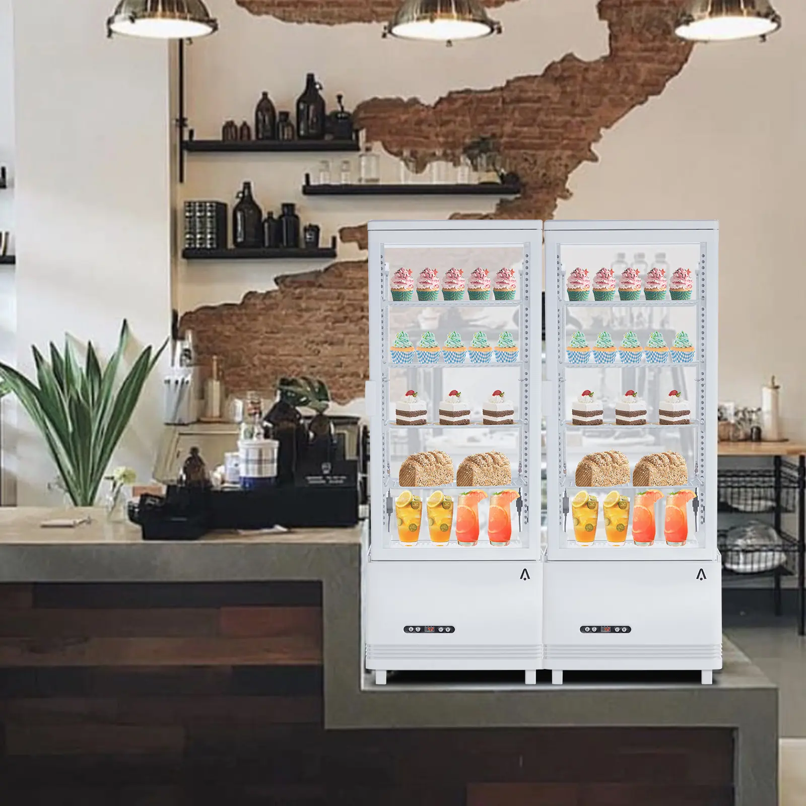 3.5 Cu.Ft/98L Commercial Display Refrigerator, Countertop Refrigerated Cake Display Cabinet with Adjustable Shelves, Digital Controller, LED Display, for Cafe, Restaurant, Deli and Market, White