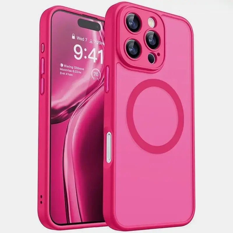 Compatible with iPhone 17, 17 Air, 16, 16e, 15, 14, 13, 12, 11 Pro Max, Plus, Matte Transparent Durable Magnetic Shockproof Protective Phone Case HNZ0318