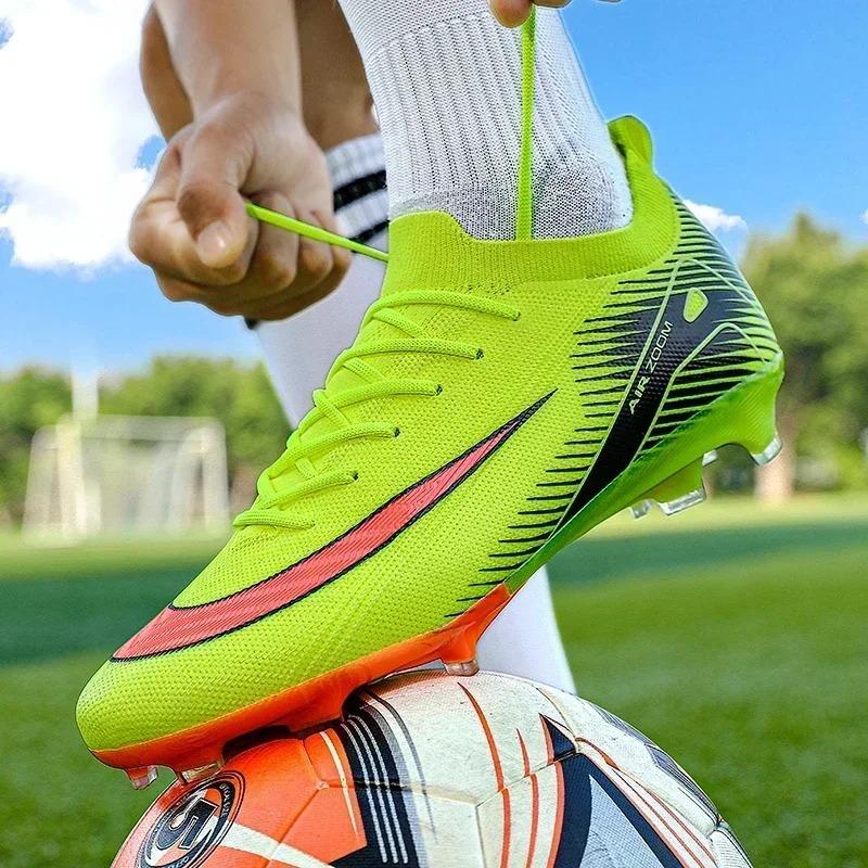 New Men Football Boots Cleats Shoes Soccer Long Spikes Training Ultralight Outdoor Drop Soccer Shoes FG Non-Slip