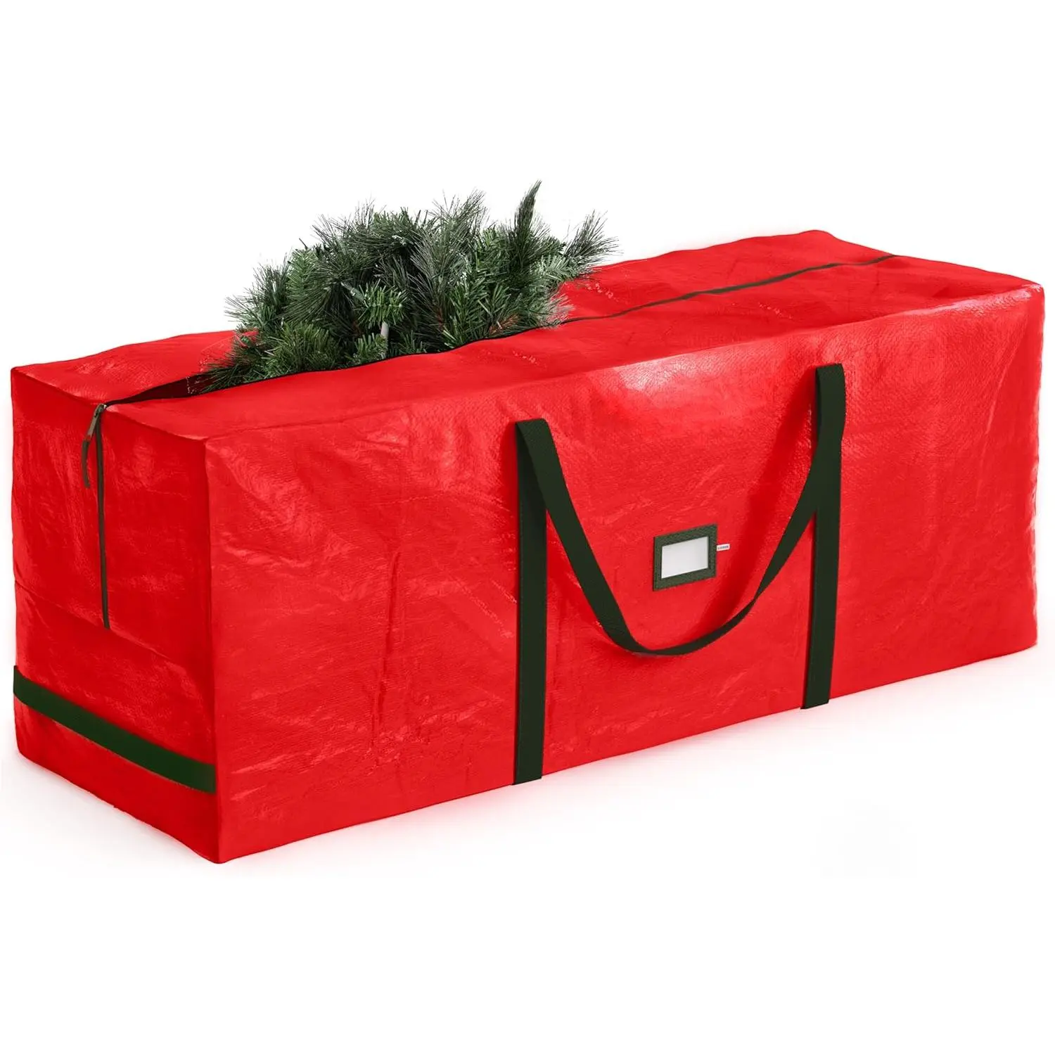 9 Ft Large Christmas Tree Storage Bag - Fits 9 Ft Artificial Trees - Plastic, Waterproof Christmas Tree Bag For Storage Box For Xmas - Strong, Durable Handles - Label Card Slot - Red