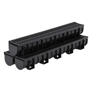 Garvee Outdoor HDPE Deep Profile Trench Drainage System with Plastic Grate, 39.4" Length x 5.9" Width x 5.1" Height, Durable Channel Drain for Efficient Water Management