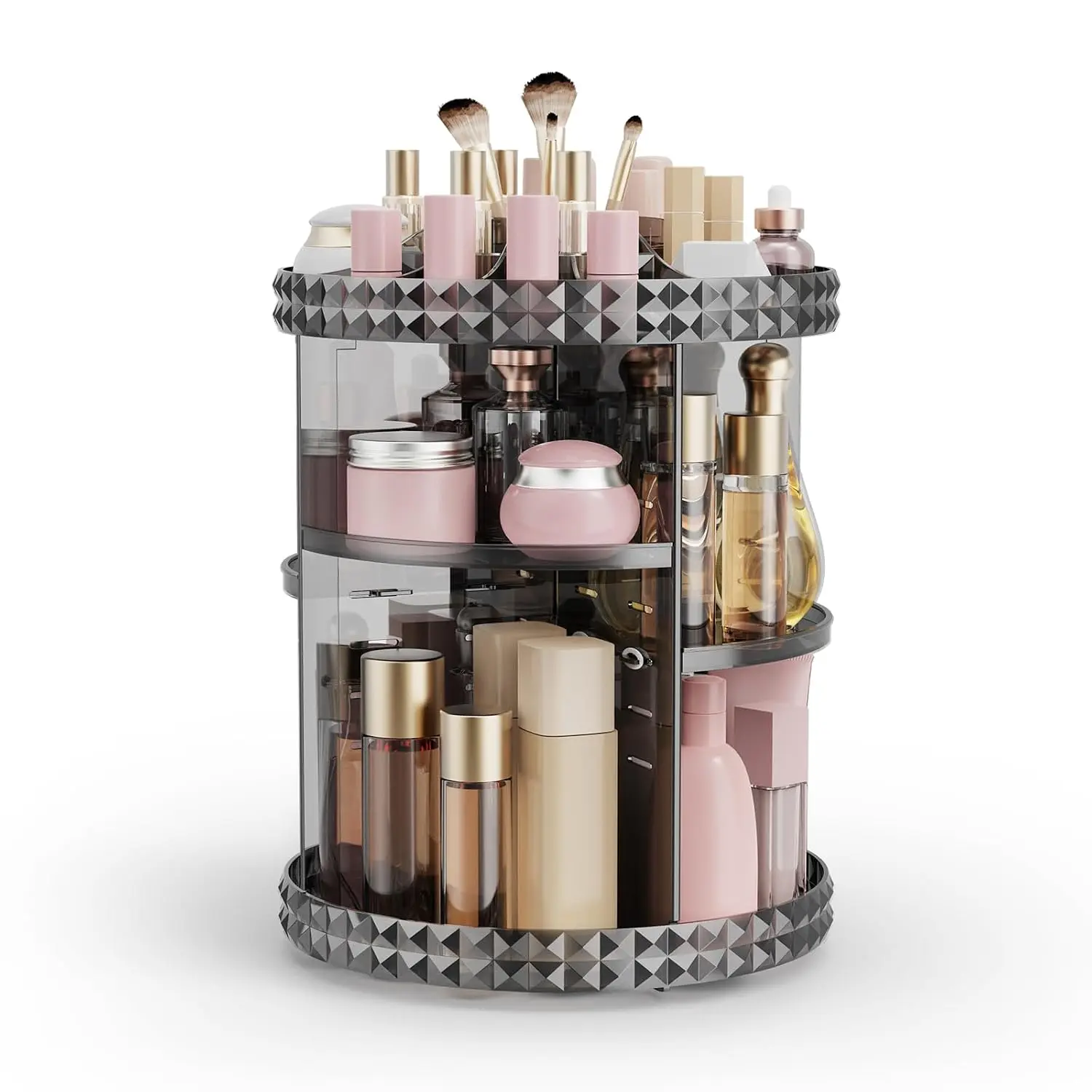Rotating Makeup Organizer, 360° Spinning Skincare Organizers, Adjustable Layer  Storage Lazy Susan Makeup Organizers for Dresser Bathroom, Medium, Gray