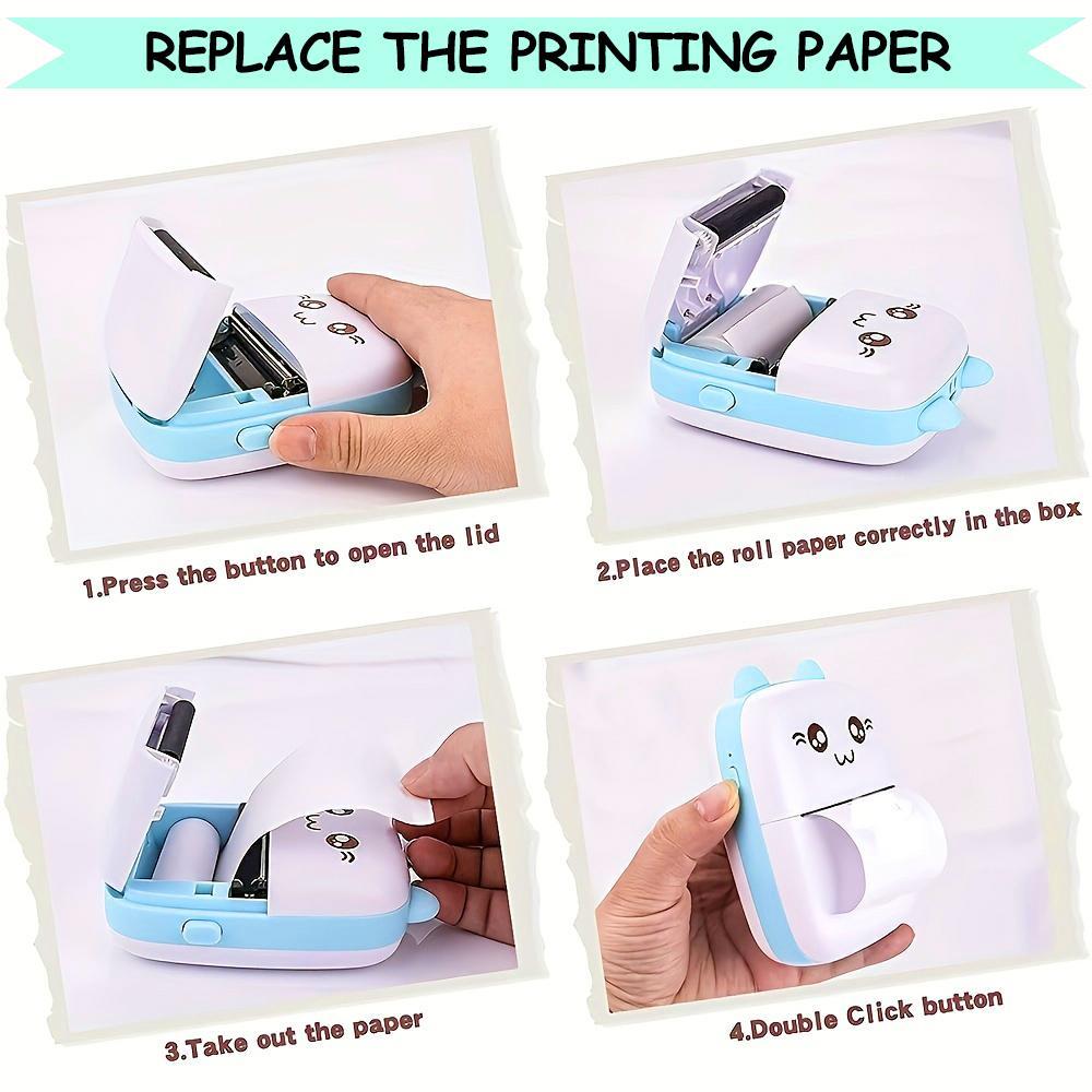 Ink-free Printing Mini Printer, Printing Machine, 1 Set Portable Thermal Printer with 5 Rolls Thermal Printing Paper & 5 Rolls Self-adhesive Printing Paper, Birthday Gifts #GLOBAL PICKS