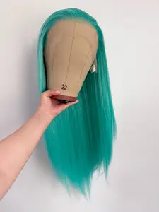 Blue-Green Long Silky Straight Wigs for Women, Turquoise 13x4 Lace Front Wig, Heat Resistant Synthetic Fiber, Natural Hairline, Daily Wear, Role Play Party Wig