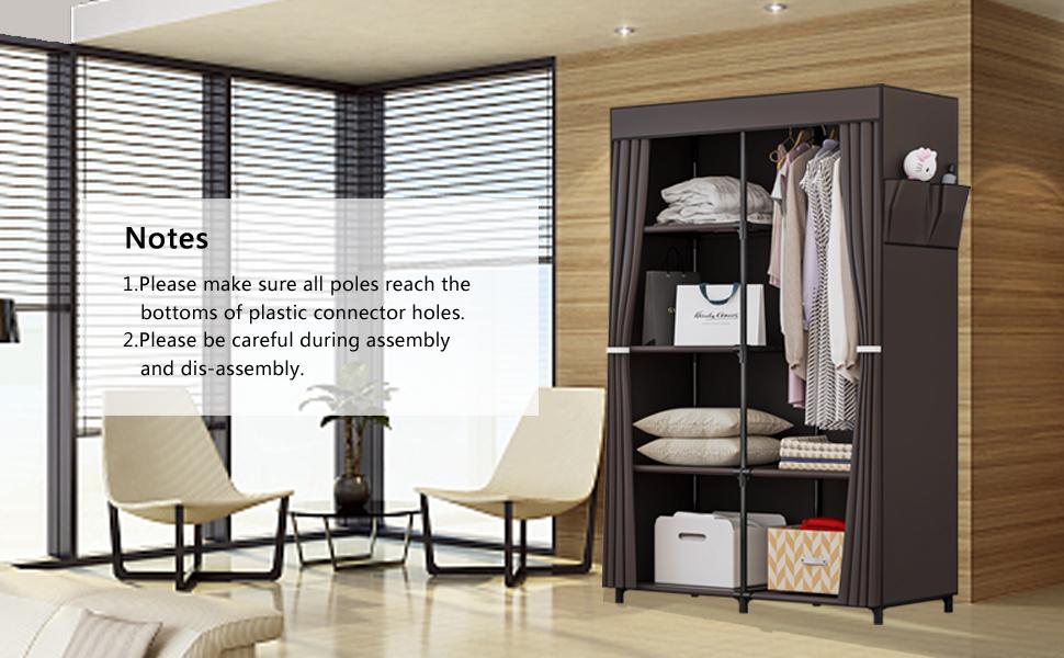 Portable Closet Organizer - Foldable Wardrobe with Zippered Dust Cover, Non-Woven Fabric Clothes Storage for Bedroom/Dorm/Apartment, 34'' Space Saving Metal Frame (Easy Assembly) Portable Closet Organizer - Foldable Wardrobe with Zippered Dust Cover, Non-Woven Fabric Clothes Storage for Bedroom/Dorm/Apartment, 34'' Space Saving Metal Frame (Easy Assembly)