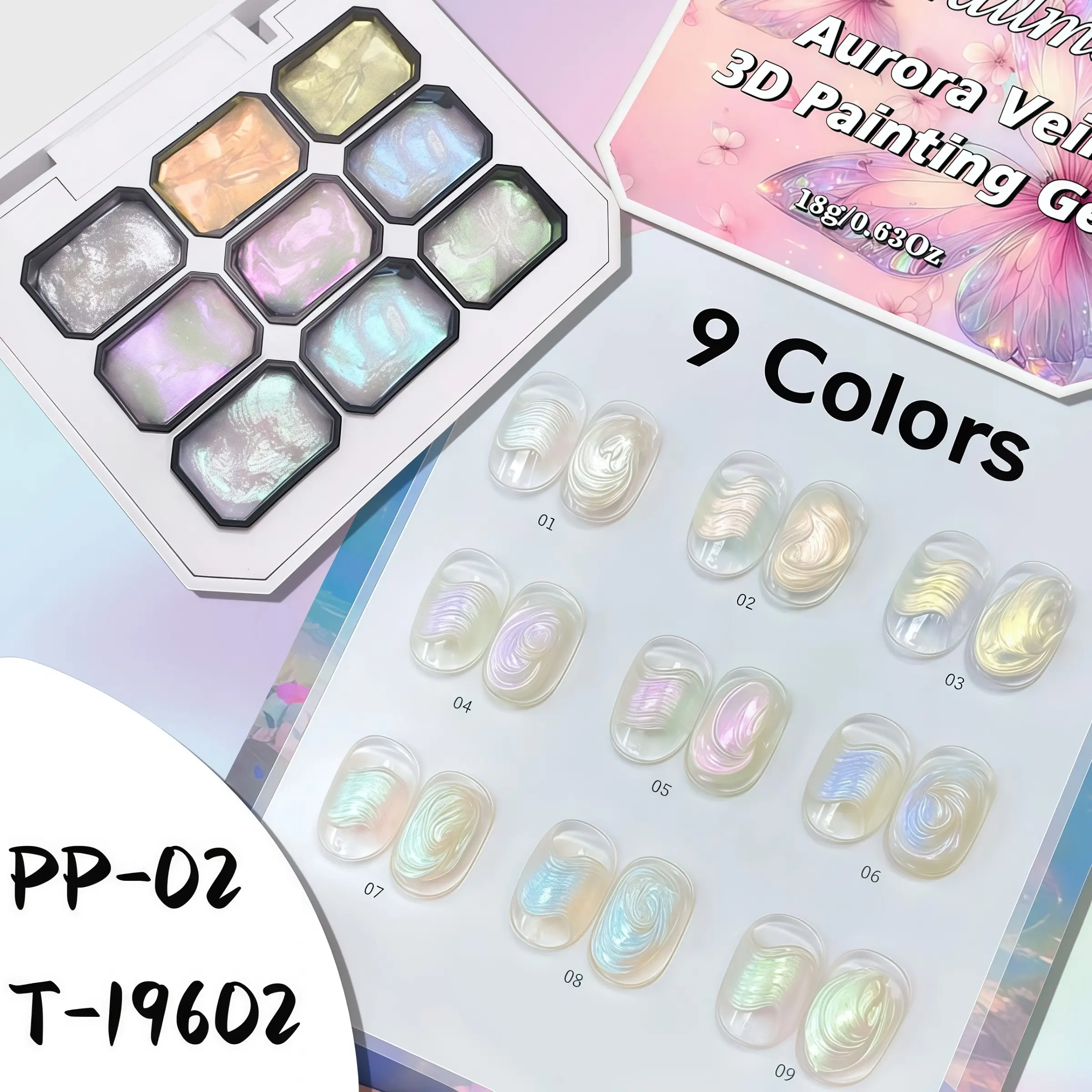 Osnailmall 9 Colors 3D Sculpting Gel, 4-In-1 Pat Painting Nail Gel, Silky Aurora Fantasy Texture, Gradient Nail Art Gel Polish, Manicure