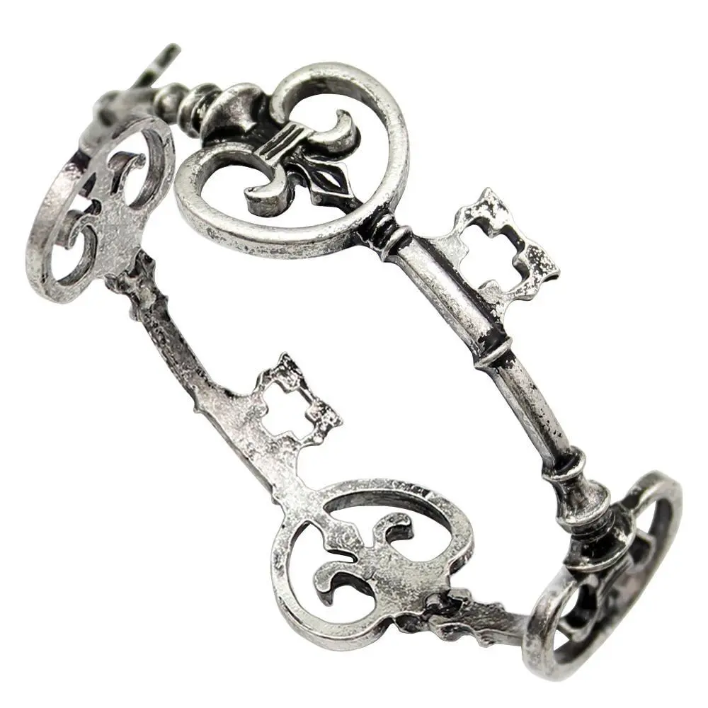 Vintage Victorian Skeleton Key Bracelet Women Man Fashion Lucky Cuff Bangle Anime HipHop Punk Charm Jewelry Creative Accessories