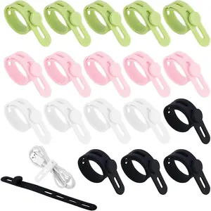 20 count   Ties,  Wire Organizers for  Cables  Electronics & Travel Adjustable Soft Cord Straps for Data  Management & Appliance Wrapping (4 Colors)