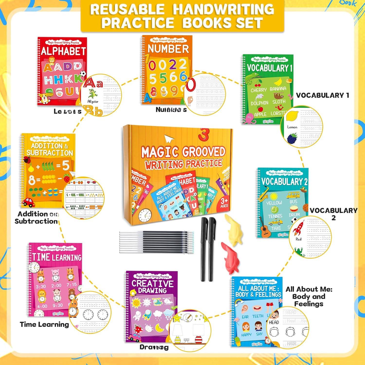 8 count Magic Grooved Writing Practice Books Disappearing Ink Pens ...