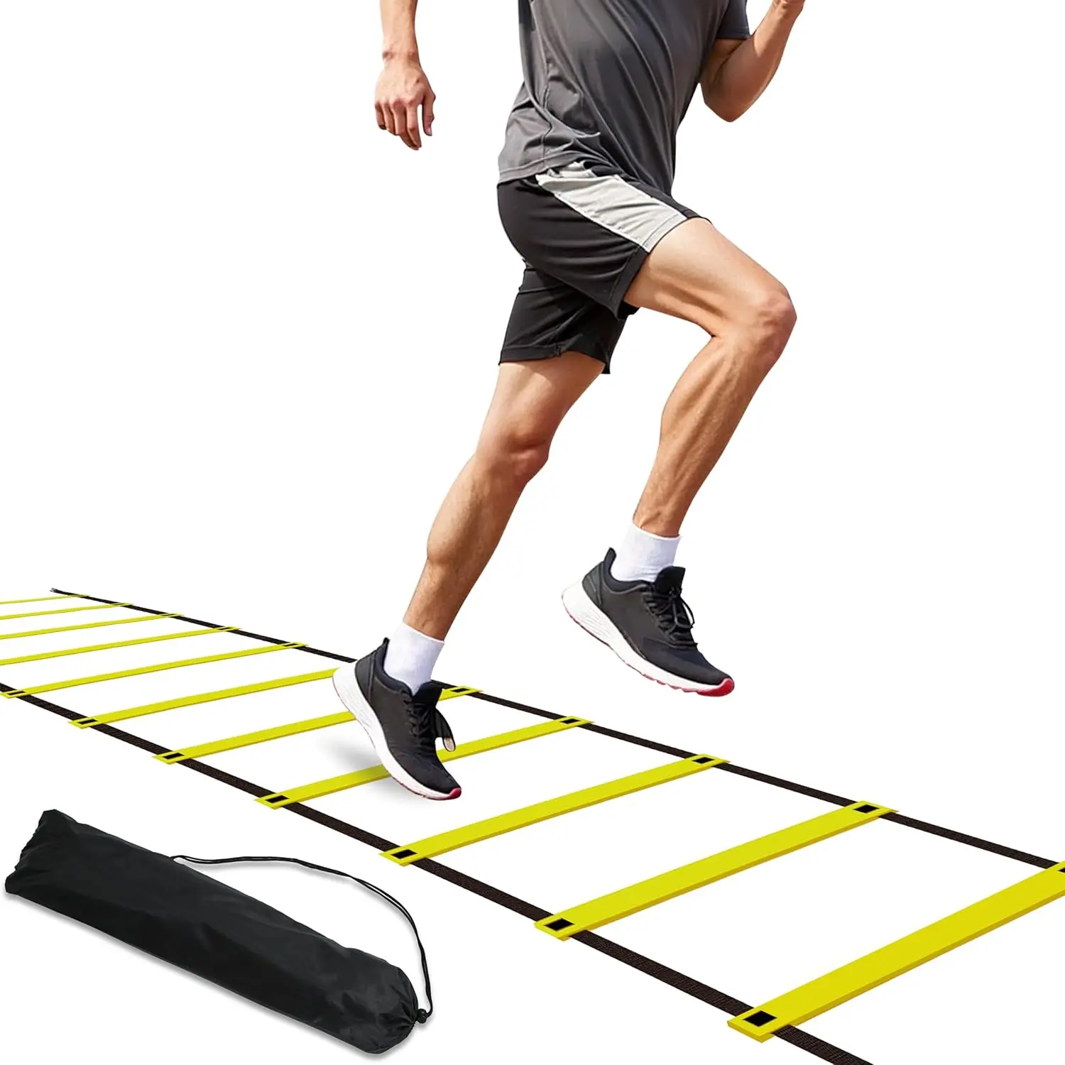 20ft Adjustable Agility Speed Ladder  Ladder with Carry Bag - Soccer, Speed, Football Fitness   - Agility  Equipment for Footwork Drills