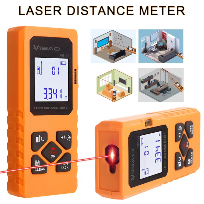 USB Rechargeable Laser Distance Meter 40m/60m – Portable Handheld Rangefinder, Laser Measuring Tool, M/in/Ft Unit Switching, Backlit LCD, Digital Tape Measure, Electronic Angle Sensor, Distance/Area/Volume/Pythagorean Measurement