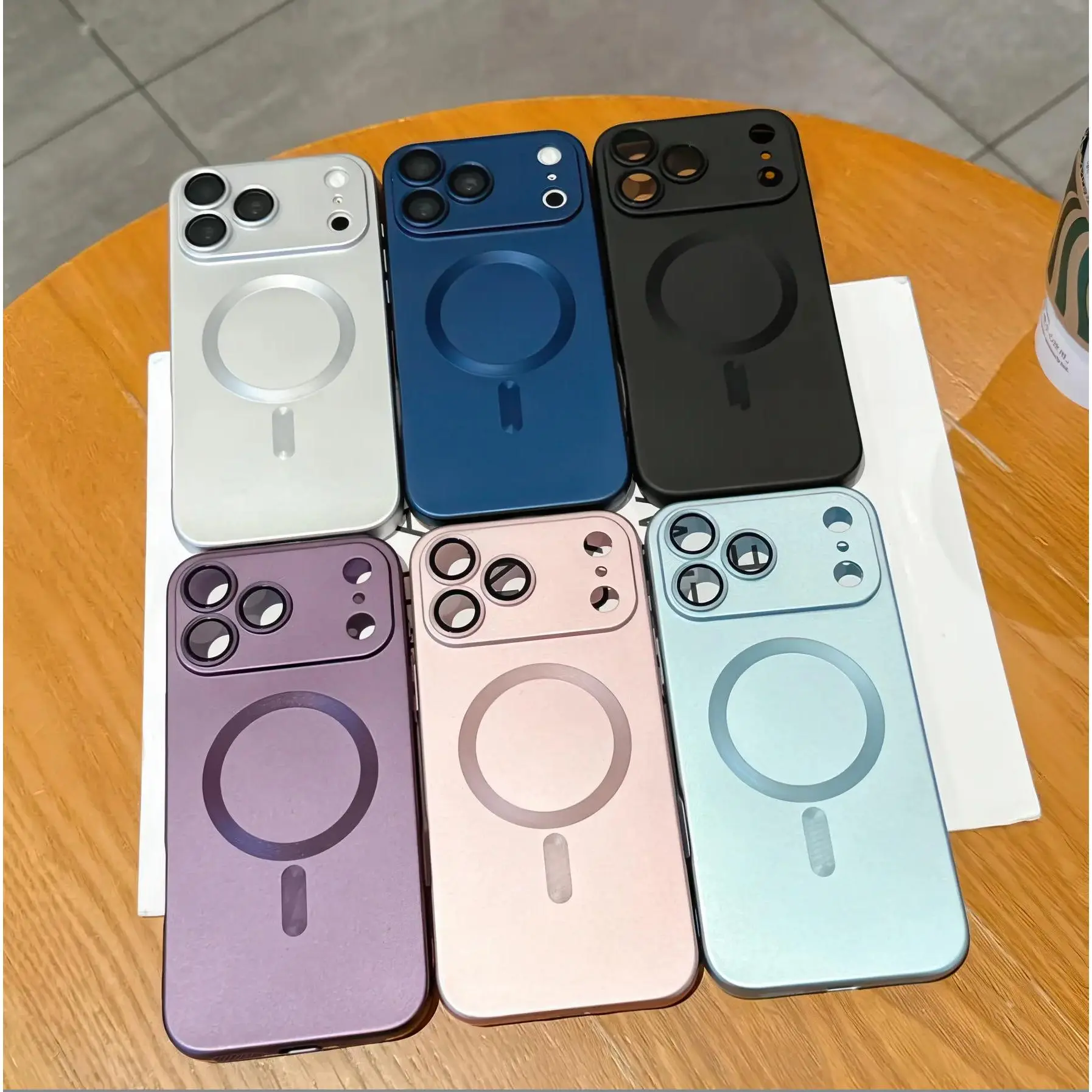 Magnetic Metallic Paint Phone Case for iPhone 17/16/15/14/13Pro Max, Plus & Pro AND Samsung Galaxy S25 S24 S23 – Premium Matte TPU Cover, Skin-Friendly, Fingerprint Resistant, Lightweight Slim Design, MagSafe Compatible.LU4