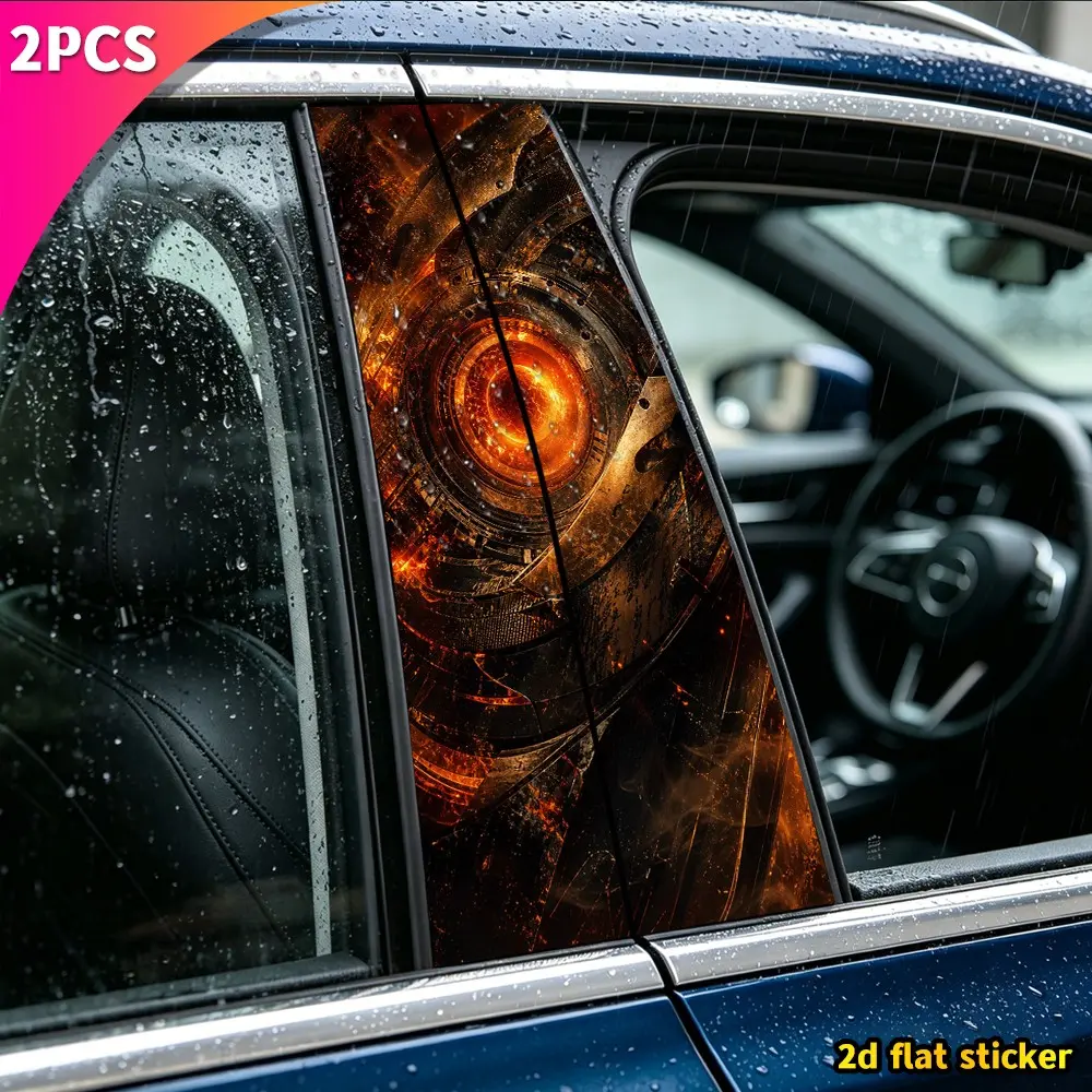 2pcs Dark Gold Flame Vortex Car Stickers, Waterproof Durable Self-Adhesive Bumper Scratch Cover, Vinyl Decor for Cars Suvs