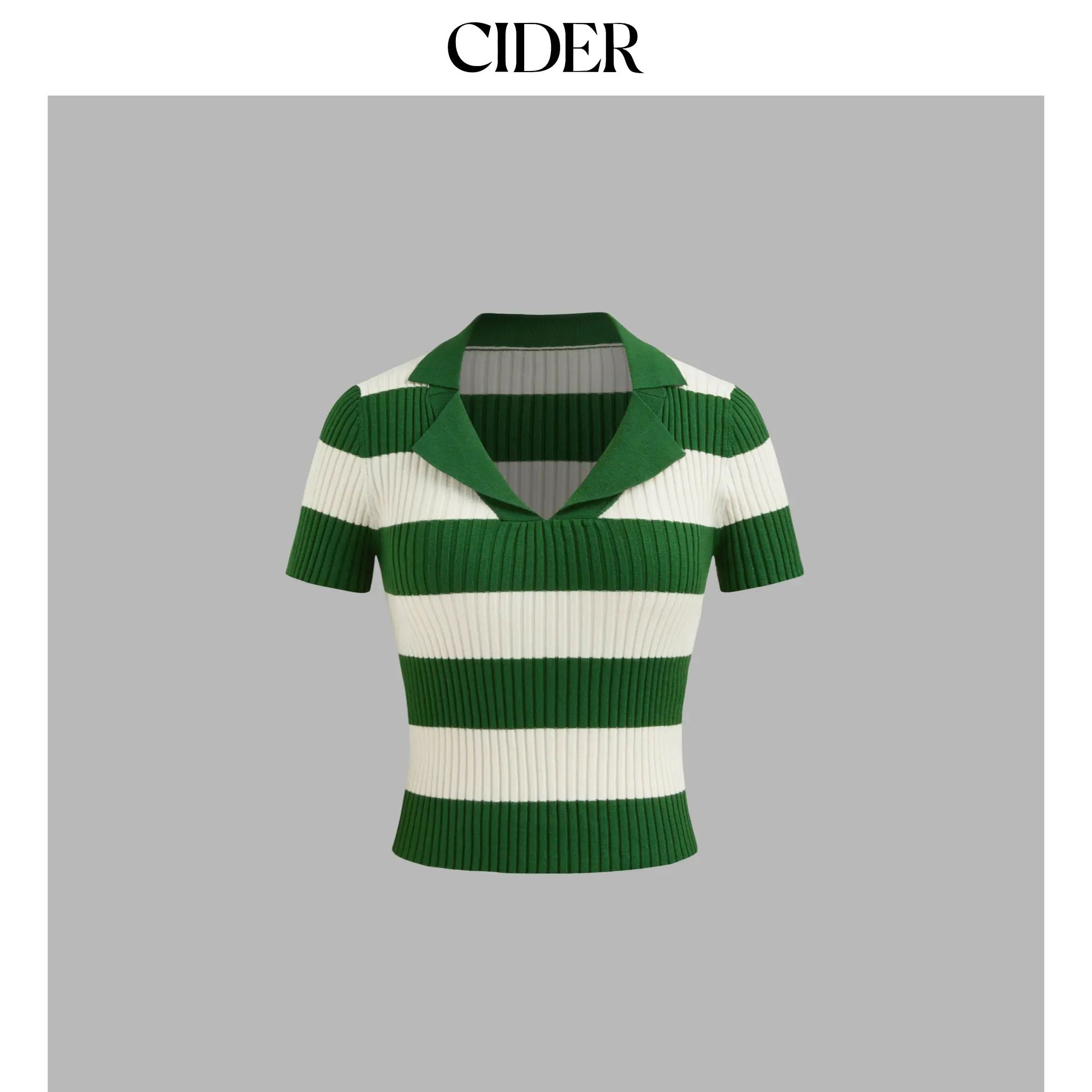 Cider [6 colors, size 0-26] Knit Polo Striped Short Sleeve Top