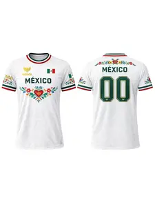 Mexico Retro Print Sports Jersey Mexican Flag Graphic Fashion Football T-shirt Mexico Soccer Shirt Summer Unisex Breathable Quick-drying Casual Tops
