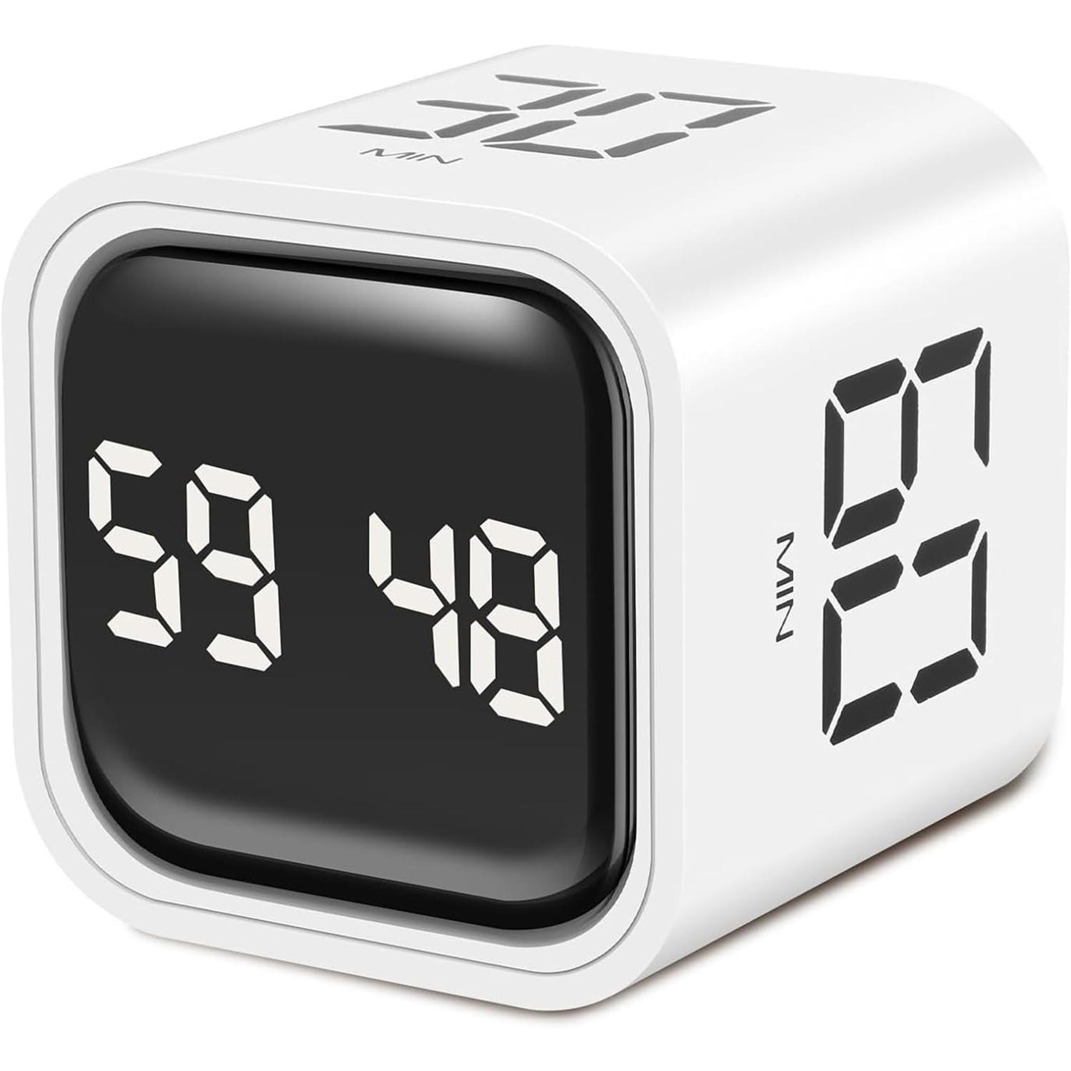 Multifunctional Cube Timer, 1 Count USB Rechargeable Digital Countdown Study Timer, Desk Organizer for Home Office