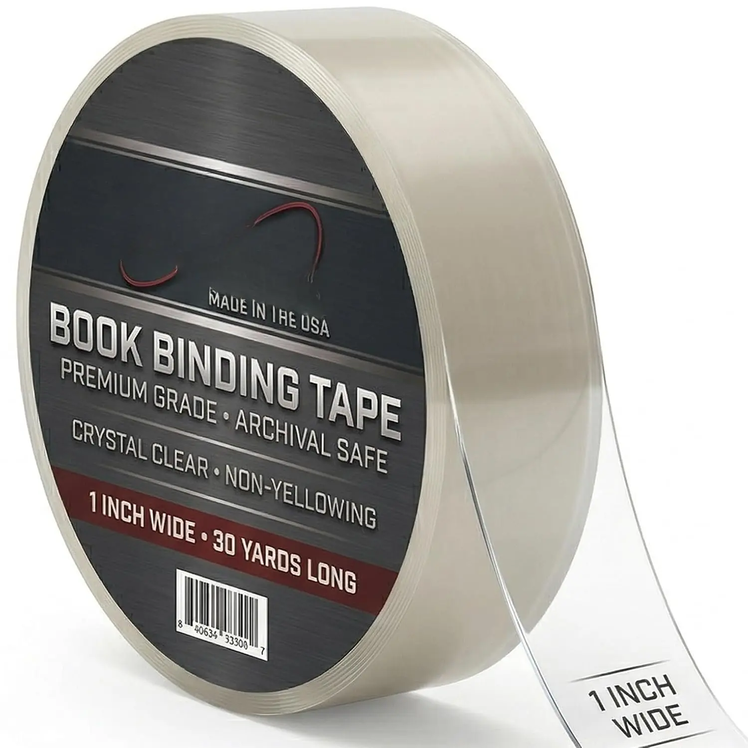 Clear Book Repair Tape 1 in Wide, Acid Free, Non-Yellowing | Narrow archival tape for page mends, spines and hinges;  clear, safe for library, school and craft books