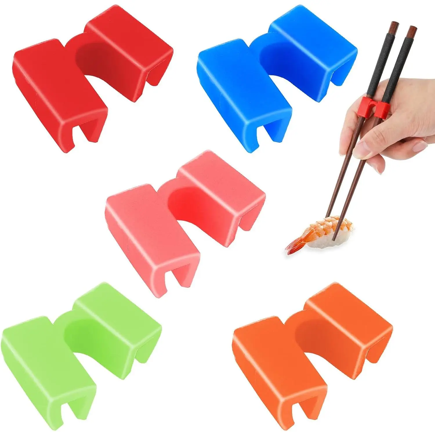 5 count  Chopstick Helper  Chopsticks Hinges Connector  Chopstick for Adults, Beginner, Trainers or Learner (Black)