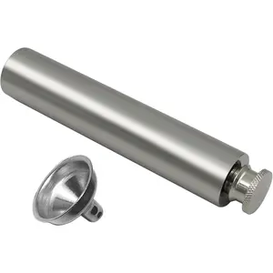 Stainless Steel 2oz Flat Bottom Tube Flask Mini Tube Drinkware Portable Cylindrical Hip Flask (Brush Finish)