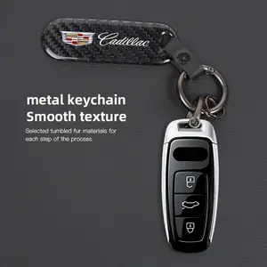 1Pcs Carbon Fiber Key Chain Car Key High Grade Keyring For Cadillac Escalade CTS ATS XTS CT4 CT5 XT5 XT4 XT6 CT6 Lyriq SRX ELR Celestiq EXT XLR