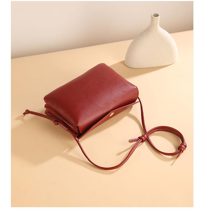 2026 New Crossbody Small Square Bag Niche Simple Double-layer Genuine Leather Small Bag Women's Bag Minimalist Style Commuter Shoulder Bag