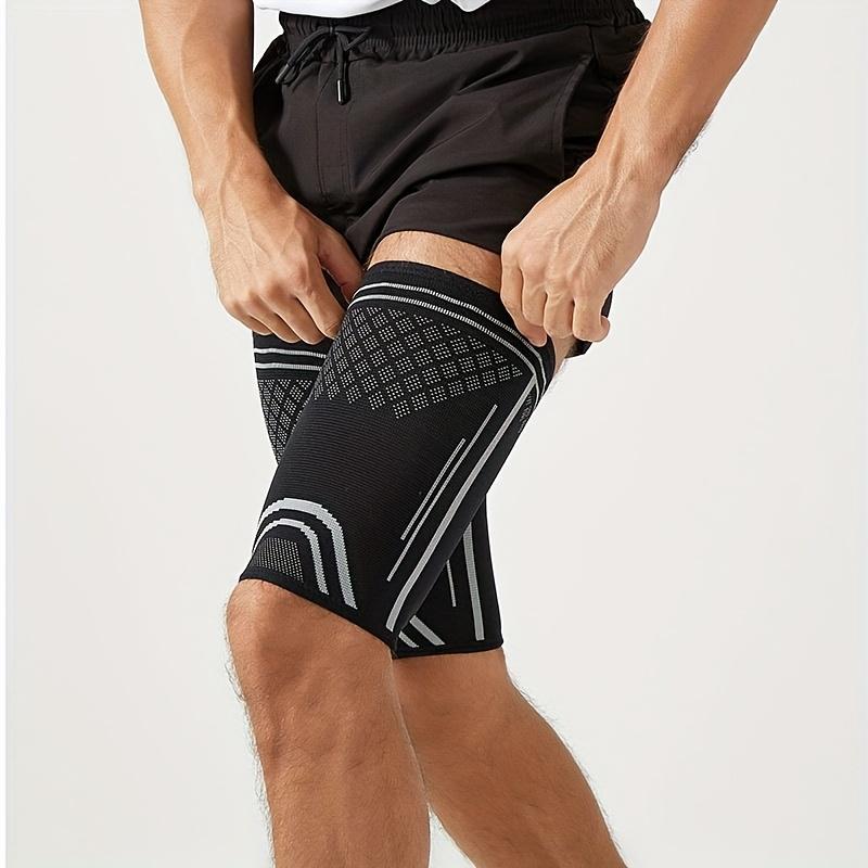 1pc Thigh& Hamstring Compression Sleeves with Non-Slip Straps for Running & Sports,Pull-On Design for Men & Women,Ergonomic Fit for Running, Sports,Basketball, Soccer, Cycling & Fitness,High Support Brace, Workout Accessories,Sports Compres