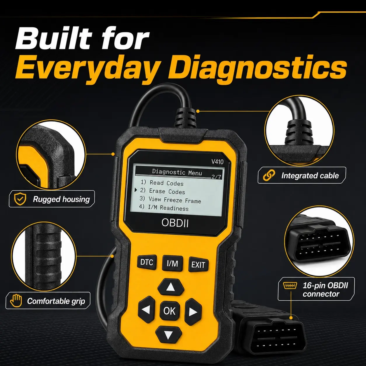 V410 Obd2 Scanner, Car Engine Fault Code Reader, Automotive Diagnostic Tool, Can Diagnostic Gadget, Obd2 Protocol, Read and Clear Codes