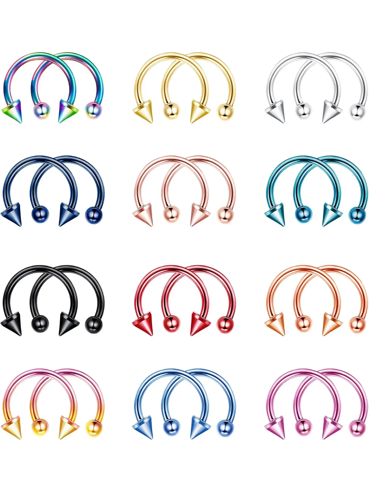 16G 8mm Stainless Steel Horseshoe Septum Ring, Nose Rings, Hypoallergenic Ball And Arrow Circular Barbell, Tragus Helix Daith Body Piercing Jewelry