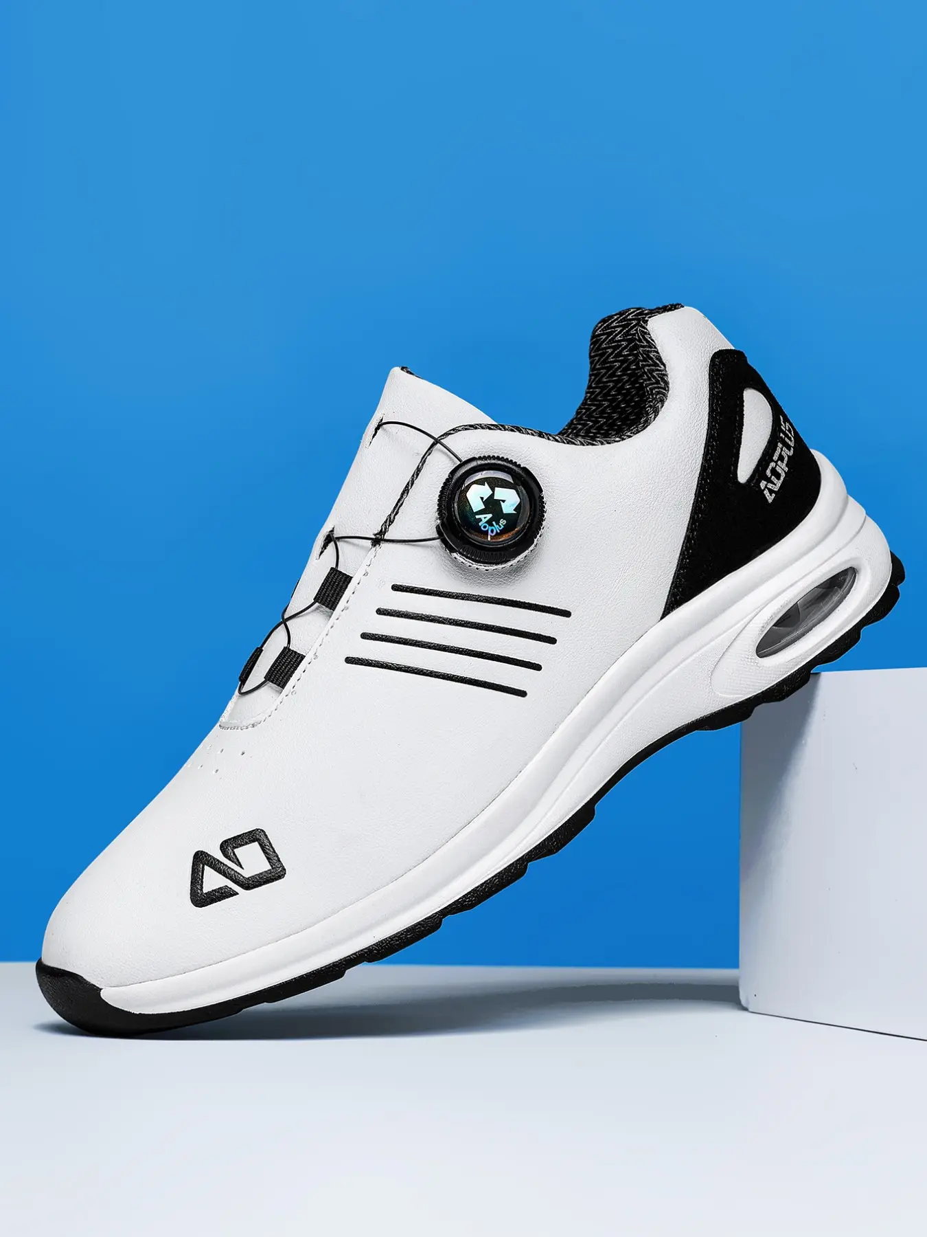 2026 New Rotation Buckle Golf Casual Shoes, Men's Waterproof Leather, No Laces, Air Cushion, Outdoor Professional Golf Training Shoes, Athletic Golf Shoes, Sports Shoes