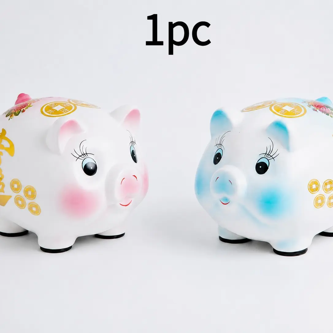 Cute Ceramic Pig Money Box, Large Capacity, Perfect for Girls, Kids & Adults, Savings Jar, High-Value Home Decor, Fun Saving Tool, Ceramic Piggy Bank