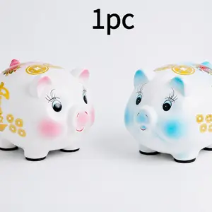 Cute Ceramic Pig Money Box, Large Capacity, Perfect for Girls, Kids & Adults, Savings Jar, High-Value Home Decor, Fun Saving Tool