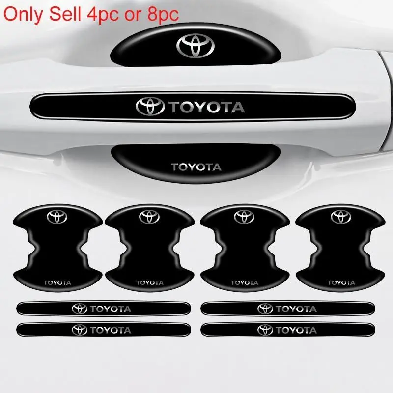 4/8pcs Car Door Handle Bowl Anti-collision Protective Stickers For Toyota Corolla Camry RAV4 Yaris Hilux Crown TRD Prius Auris Car Decorative Sticker Car Decals Automotive Decals Auto Accessories Automotive Vehicle Accessory