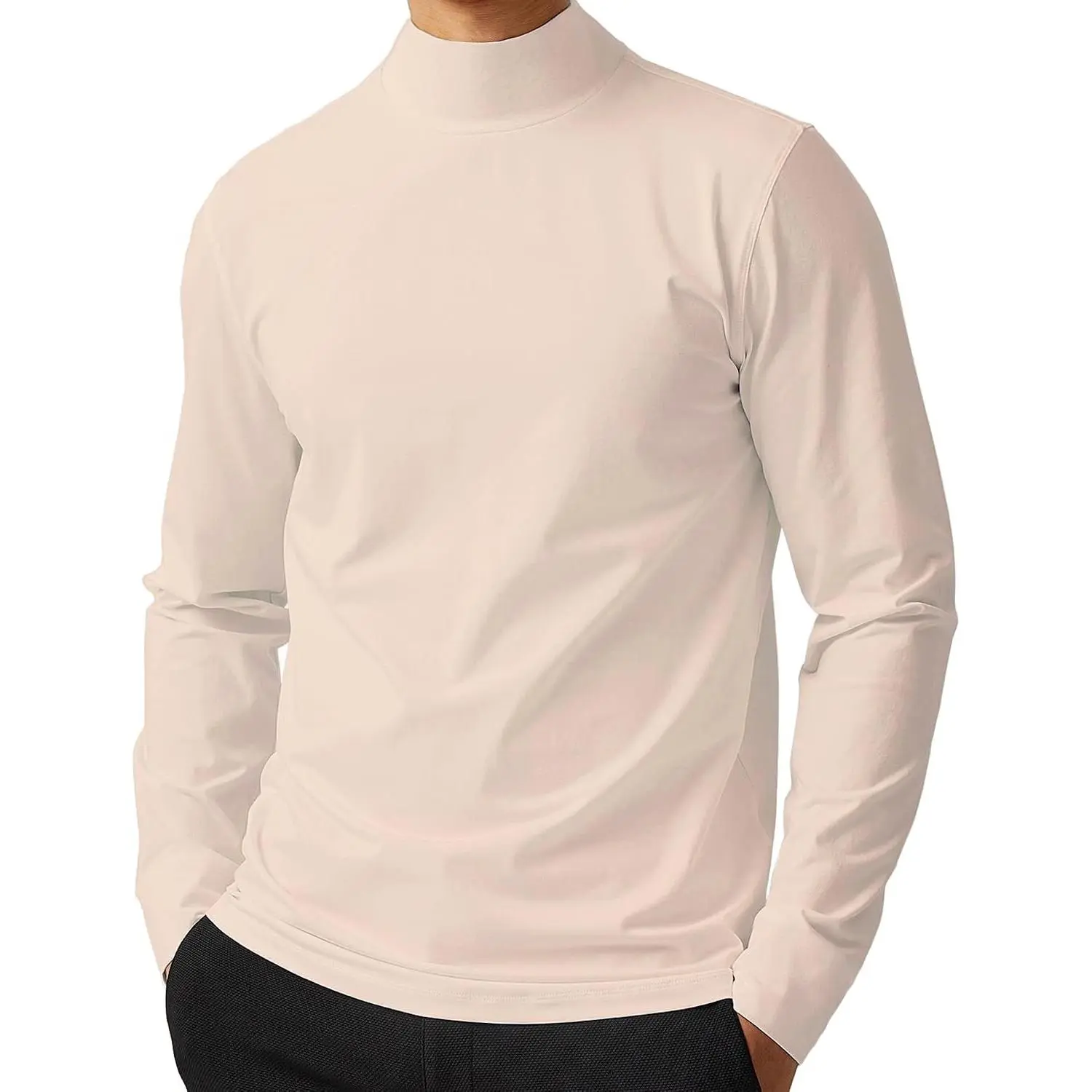 Mens Mock Neck T Shirts Pullover High Neck Turtleneck Premium Long Sleeve Sweaters for Men