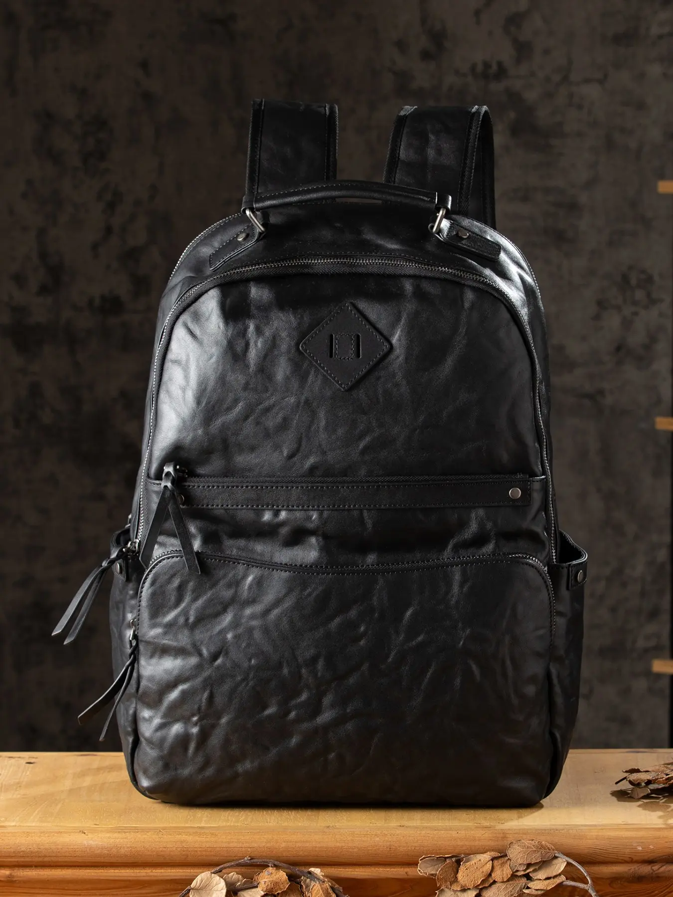 Vintage Leather Backpack for Men, Large Capacity Commuter Laptop Bag, Genuine Full Grain Cowhide Travel Bag, Trendy Retro Style