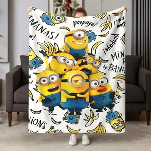 1pc Minions B-Banana Party Blanket, Soft and Cozy, Perfect for Bed, Office, Sofa, Camping, Travel, Ideal Gift for Anime Lovers, Soft Warm Throw Cozy Vibes, Holiday Gift, Must-Have, Book Lover, Comfortable Throw, Warm Blanket, Fantasy Fans, Winter Decor, G