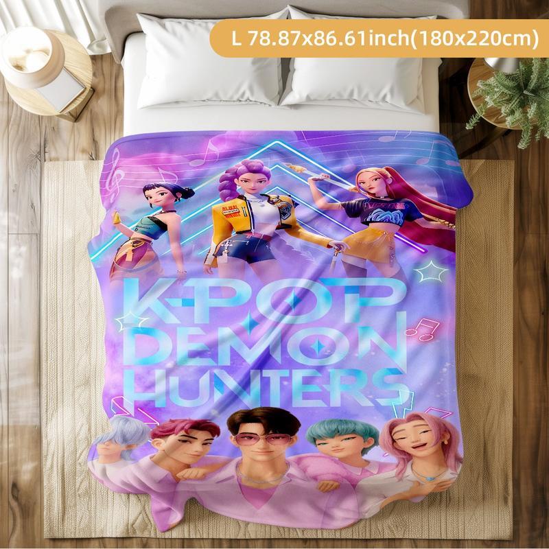 K-Pop Demon Hunters Blanket, Soft Warm Trendy Throw for Fans, Perfect Gift for K-Pop Lovers, Decorative Home Accessory
