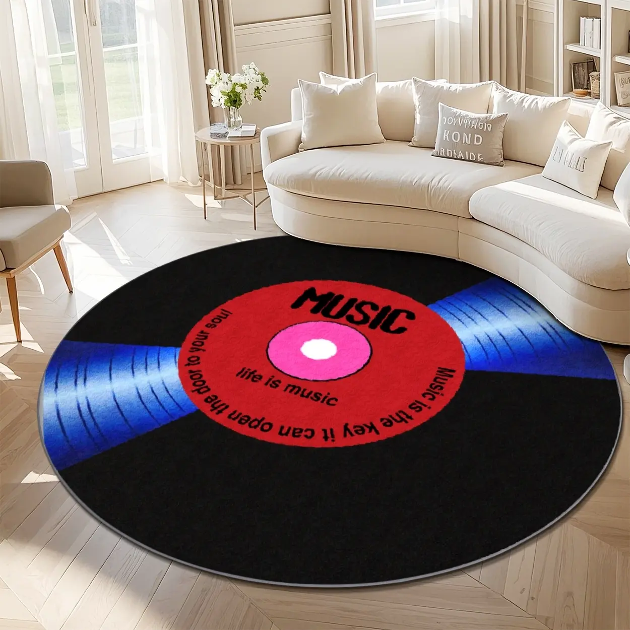 Velvet Soft Round Rug, Vinyl Pattern Carpet, Home Decor, Living Room, Sofa Pad, Entry Mat, Coffee Table, Multiple Sizes Available